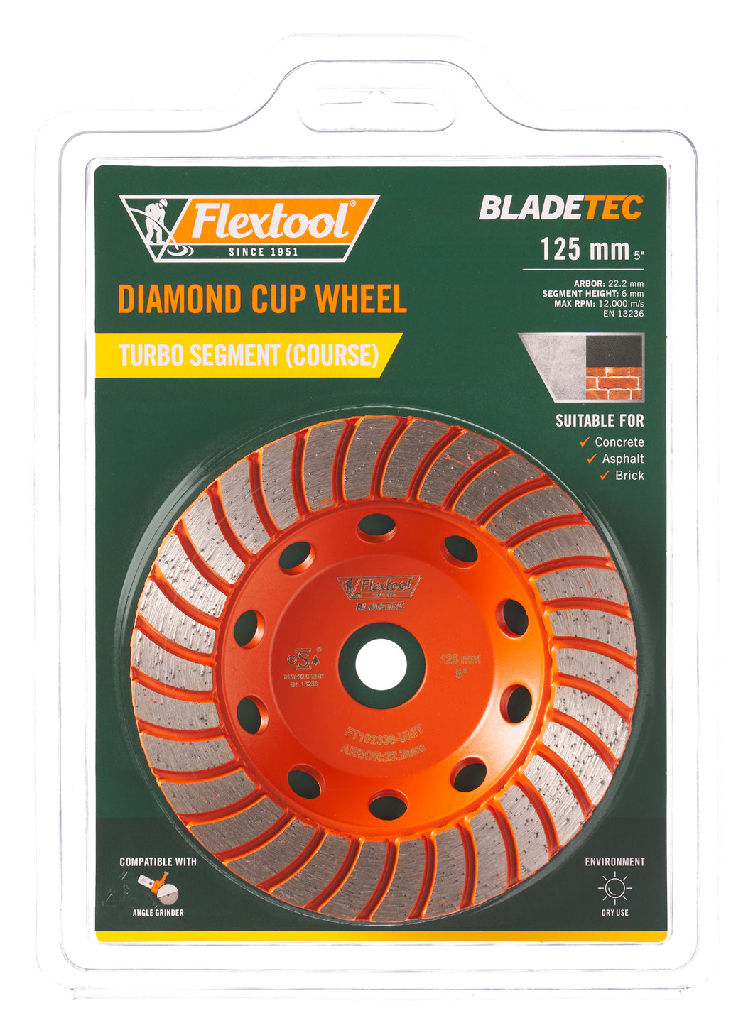 Flextool BladeTec Diamond Cup Wheel - Turbo (Course 125 mm 5