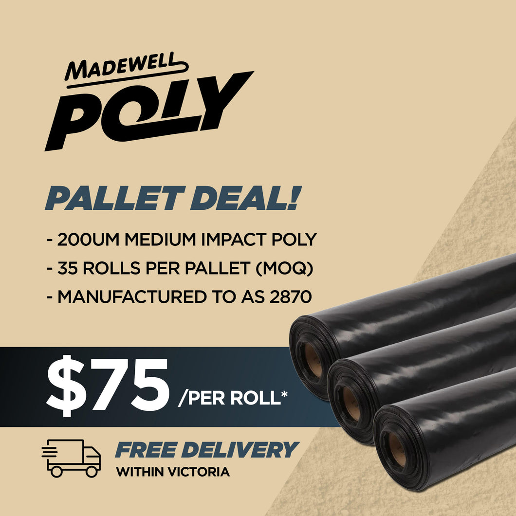 Madewell Poly Builders Film Medium Impact 200um Bulk Deal (35 Rolls per Pallet)