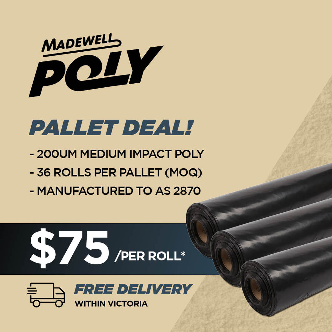 Madewell Poly Builders Film Medium Impact 200um Bulk Deal (10 Rolls per Pallet)